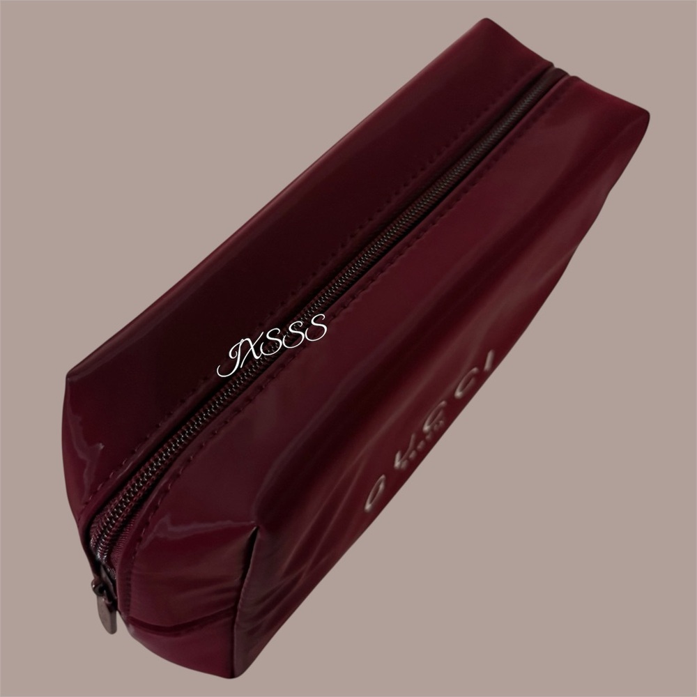 Burgundy Gucci Beauty Compact Mirror + Cosmetic Pouch/Circle Case Trio SET - Picture 13 of 16